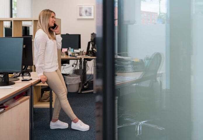 Female student on the phone